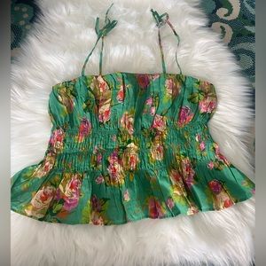 J. Crew Tie-Front Voile Camisole in Rose Garden Tank Top NWT